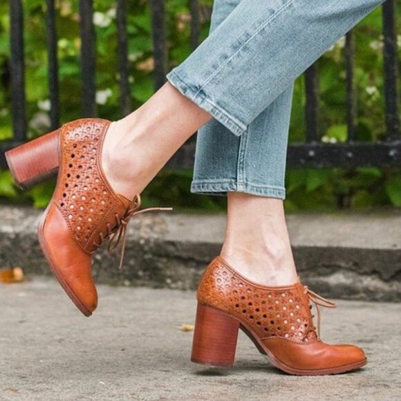 Patricia Nash ‘Parma’ Women's 7 Heeled Oxford Perforated Brown Leather - Picture 1 of 10
